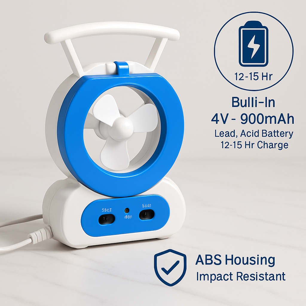 Desk Cooling Fan with LED Lamp and Emergency Light