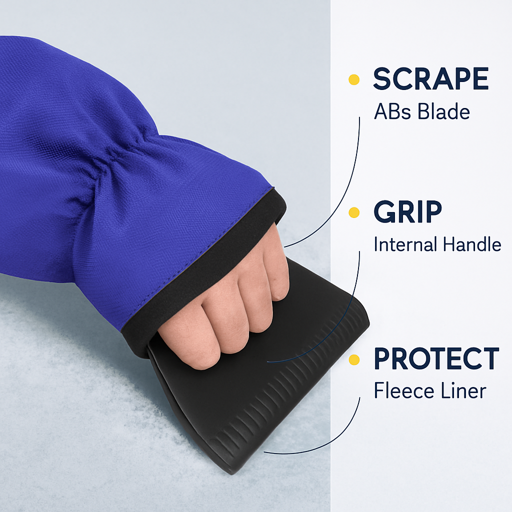 Ice Scraper Glove Car Windshield Snow Scraper Remover Glove Lined of Fleece Winter Ice Scraper Mitt Keep Warm