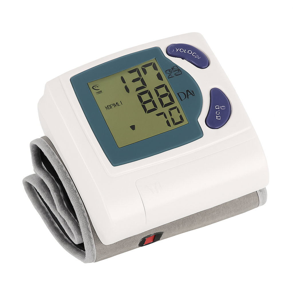 Blood Pressure Monitor Wrist Digital High Blood Pressure Cuff Heartbeat Tester w/ 60 Reading Memory 1.8 Inches LCD Screen Storage Box