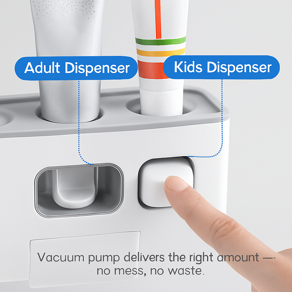 Toothbrush Holder Rack with Toothpaste Dispensers & Cups