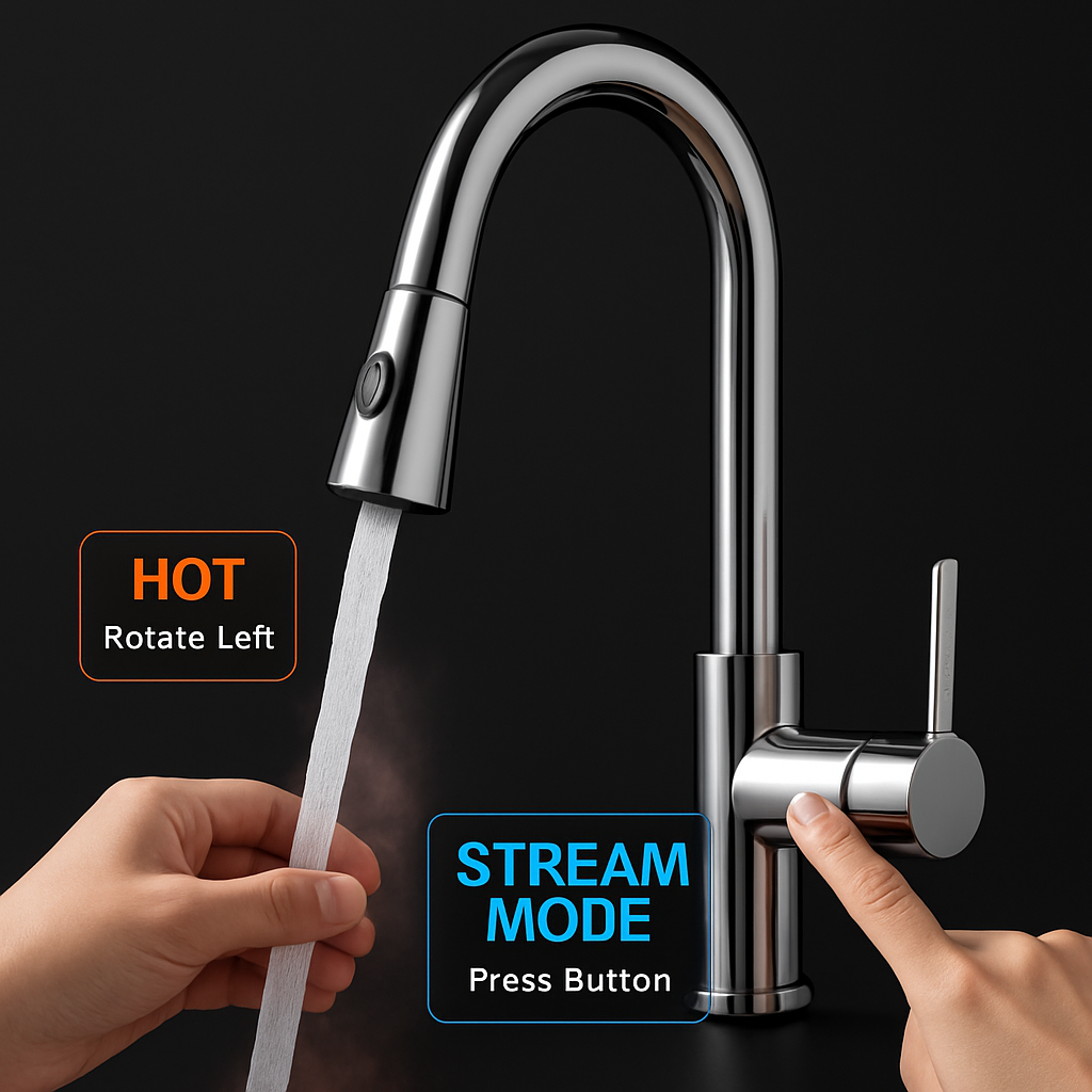 Touch Sensor Faucet with Pull-Out Spout, Hot and Cold Water