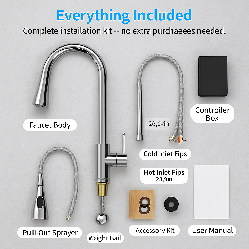 Touch Sensor Faucet with Pull-Out Spout, Hot and Cold Water