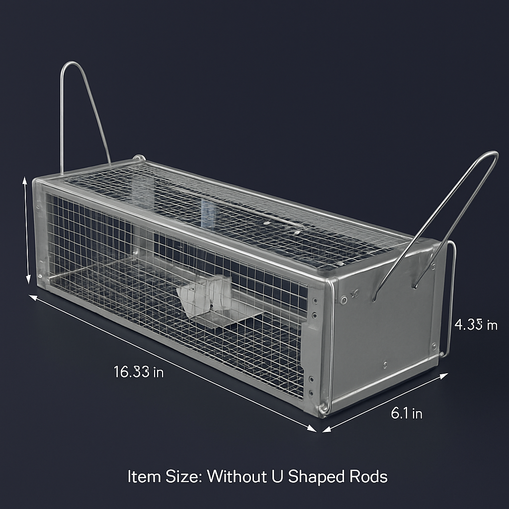 Dual Door Rat Trap Cage: Humane Live Trap for Mice & Rodents
