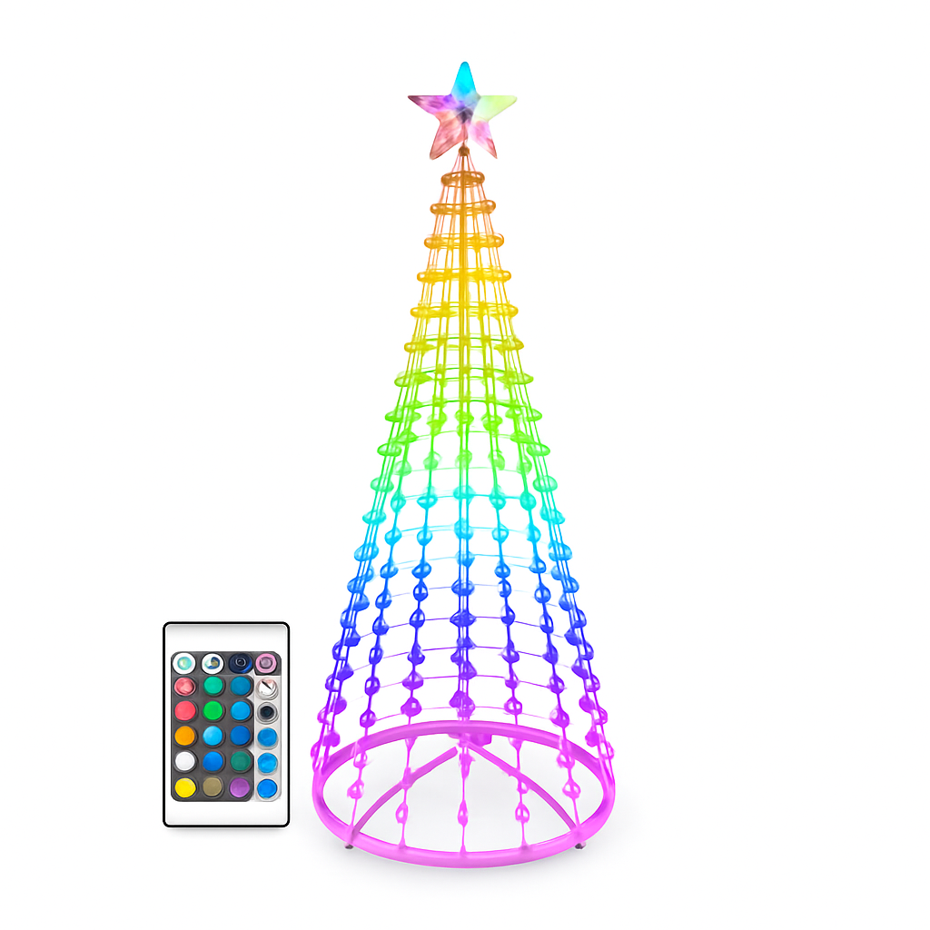 LED Smart Christmas Cone Tree Outdoor Lighted Christmas Tree Light with App Control Remote Control IP44 Waterproof Timer 210 Modes for Indoor Outside