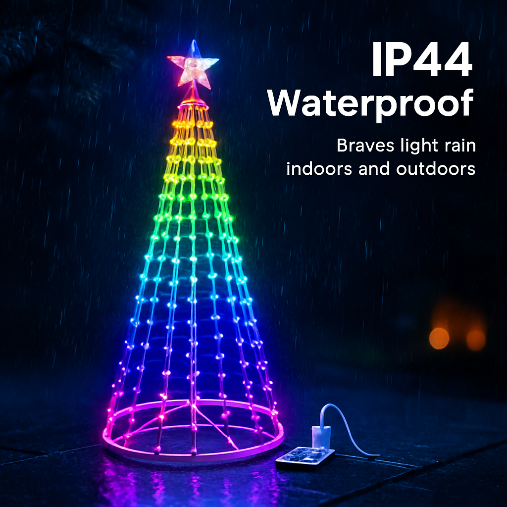 LED Smart Christmas Cone Tree Outdoor Lighted Christmas Tree Light with App Control Remote Control IP44 Waterproof Timer 210 Modes for Indoor Outside