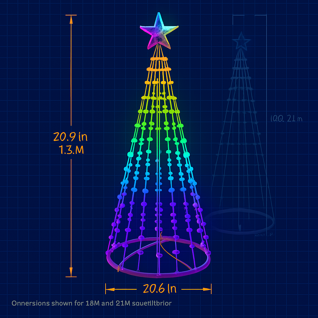LED Smart Christmas Cone Tree Outdoor Lighted Christmas Tree Light with App Control Remote Control IP44 Waterproof Timer 210 Modes for Indoor Outside