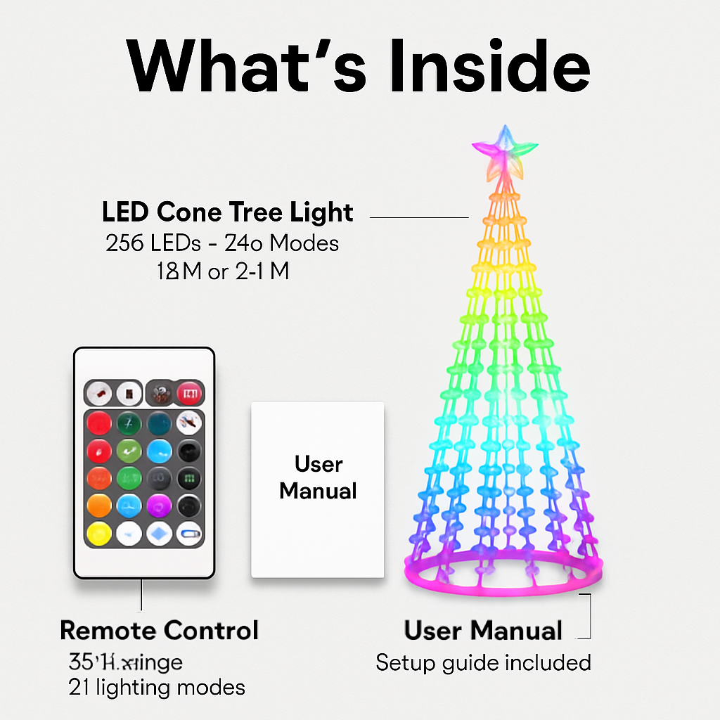 LED Smart Christmas Cone Tree Outdoor Lighted Christmas Tree Light with App Control Remote Control IP44 Waterproof Timer 210 Modes for Indoor Outside