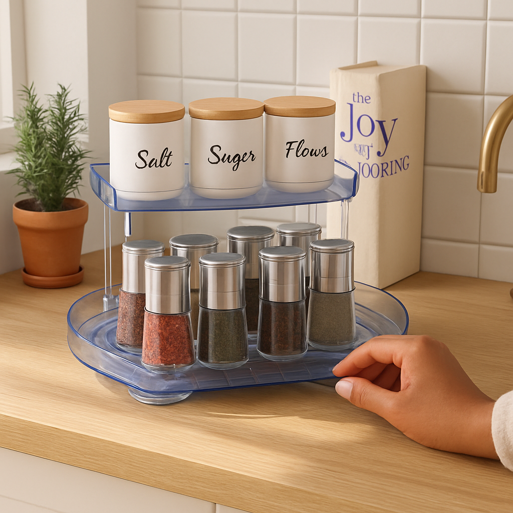 2-Tier Turntable Organizer for Refrigerator & Countertop