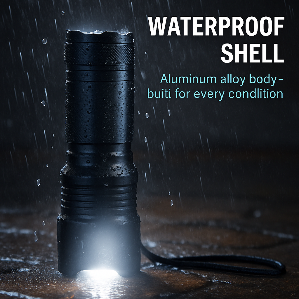 Rechargeable LED Flashlight with Zoomable Aluminum Body