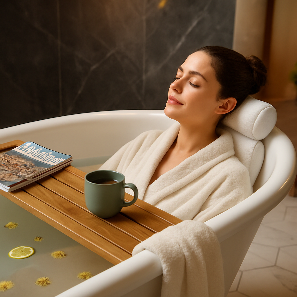 Bathtub Pillow with 6 Suction Cups for Spa Bath Comfort