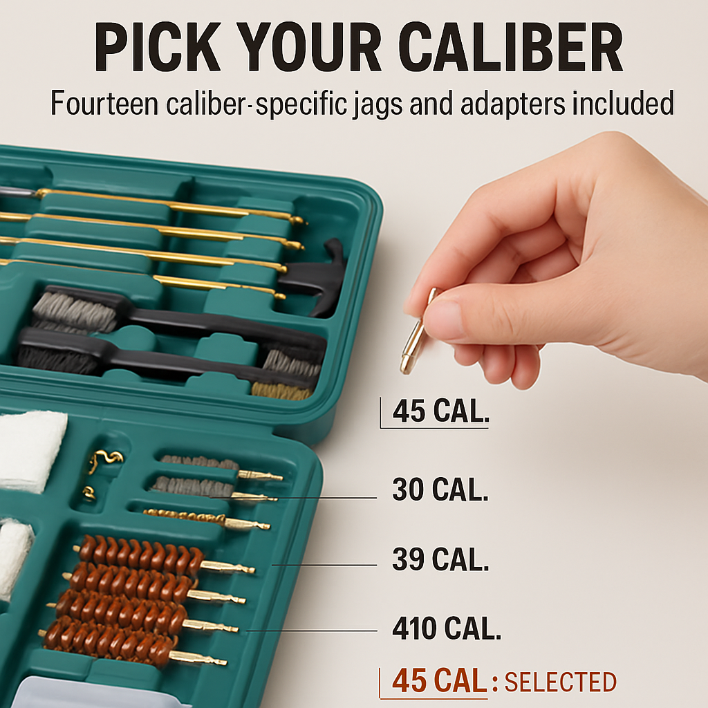 Gun Cleaning Kit with Brushes, Mops and Case