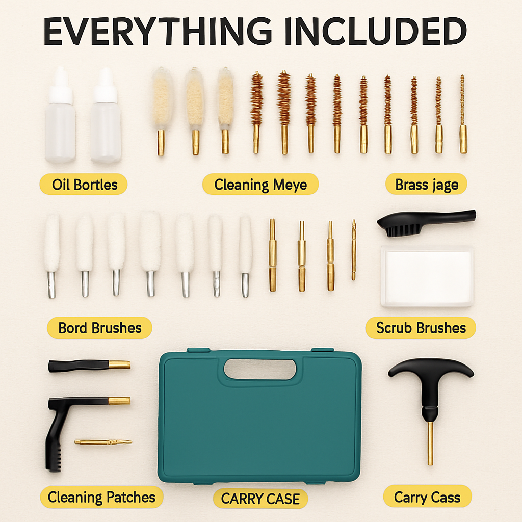 Gun Cleaning Kit with Brushes, Mops and Case