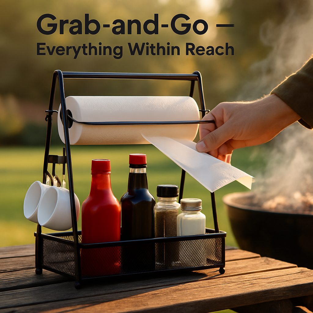 Utensil Caddy with Paper Towel Holders for Grilling