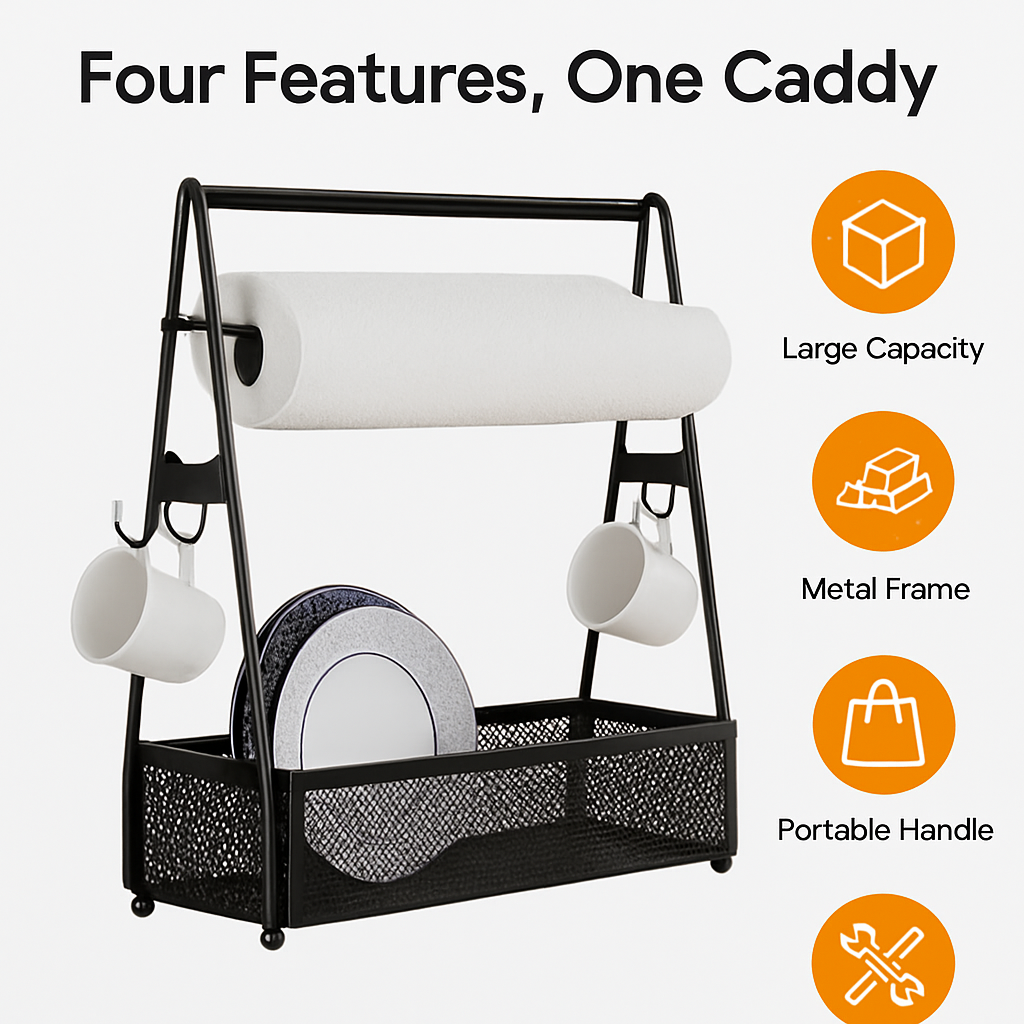 Utensil Caddy with Paper Towel Holders for Grilling