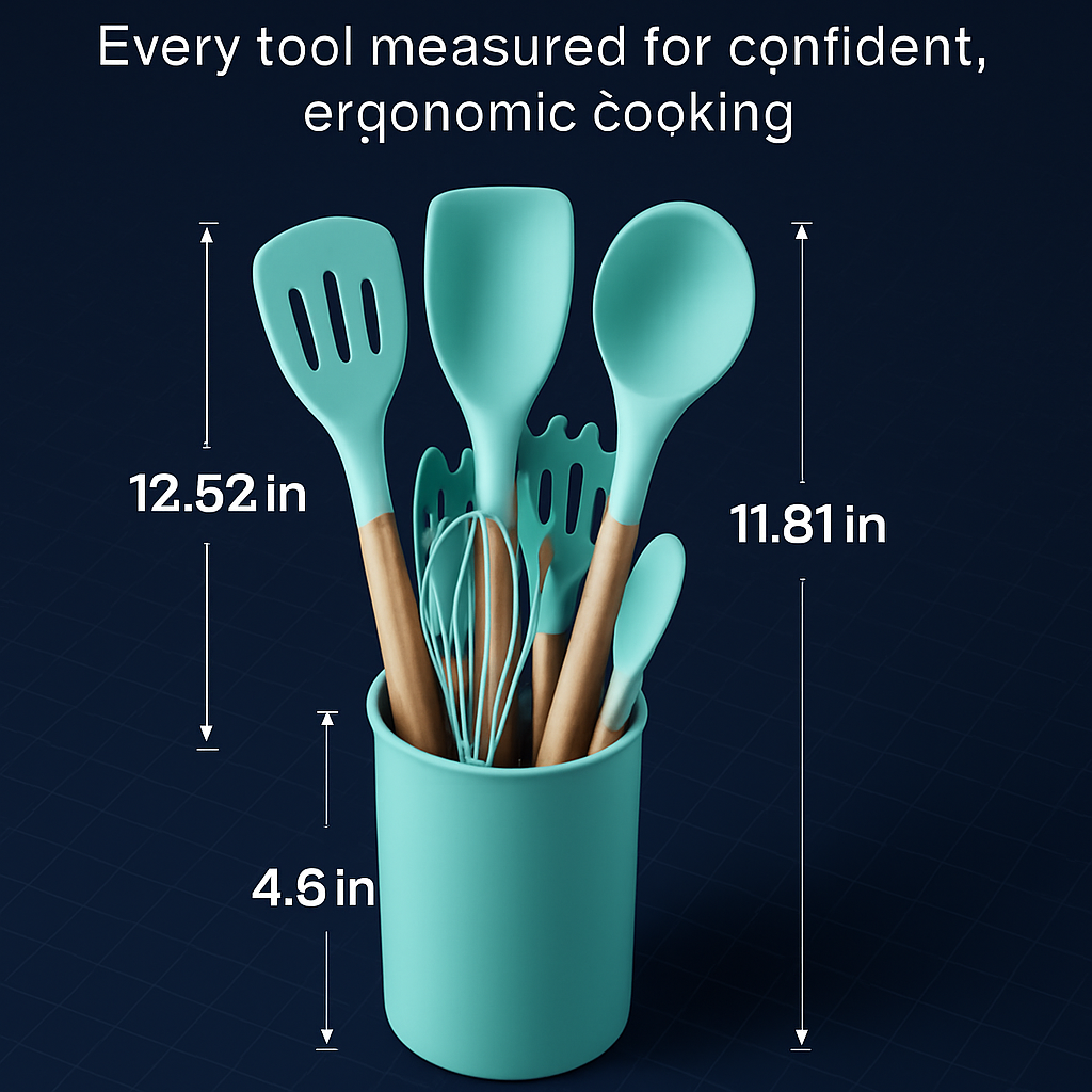 Kitchen Utensils Set with Holder - Spatulas & Spoons