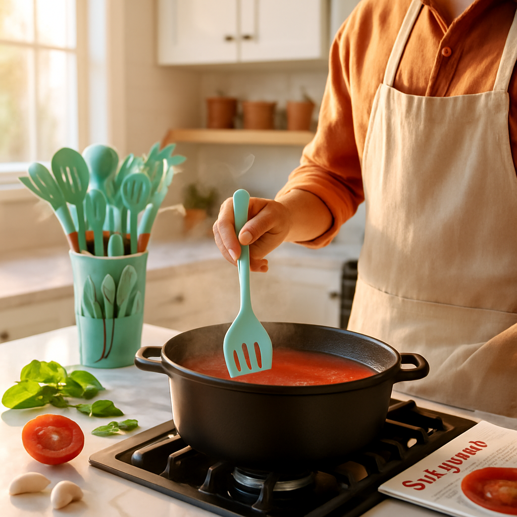 Kitchen Utensils Set with Holder - Spatulas & Spoons