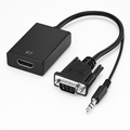 VGA to HD IN & HD OUT Converter Adapter HD 1080P Video Audio Cable Adapter w/ USB 3.5mm Plug For HDTV TV Projector Laptop