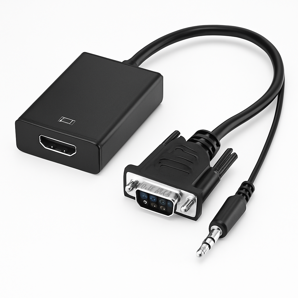 VGA to HD IN & HD OUT Converter Adapter HD 1080P Video Audio Cable Adapter w/ USB 3.5mm Plug For HDTV TV Projector Laptop