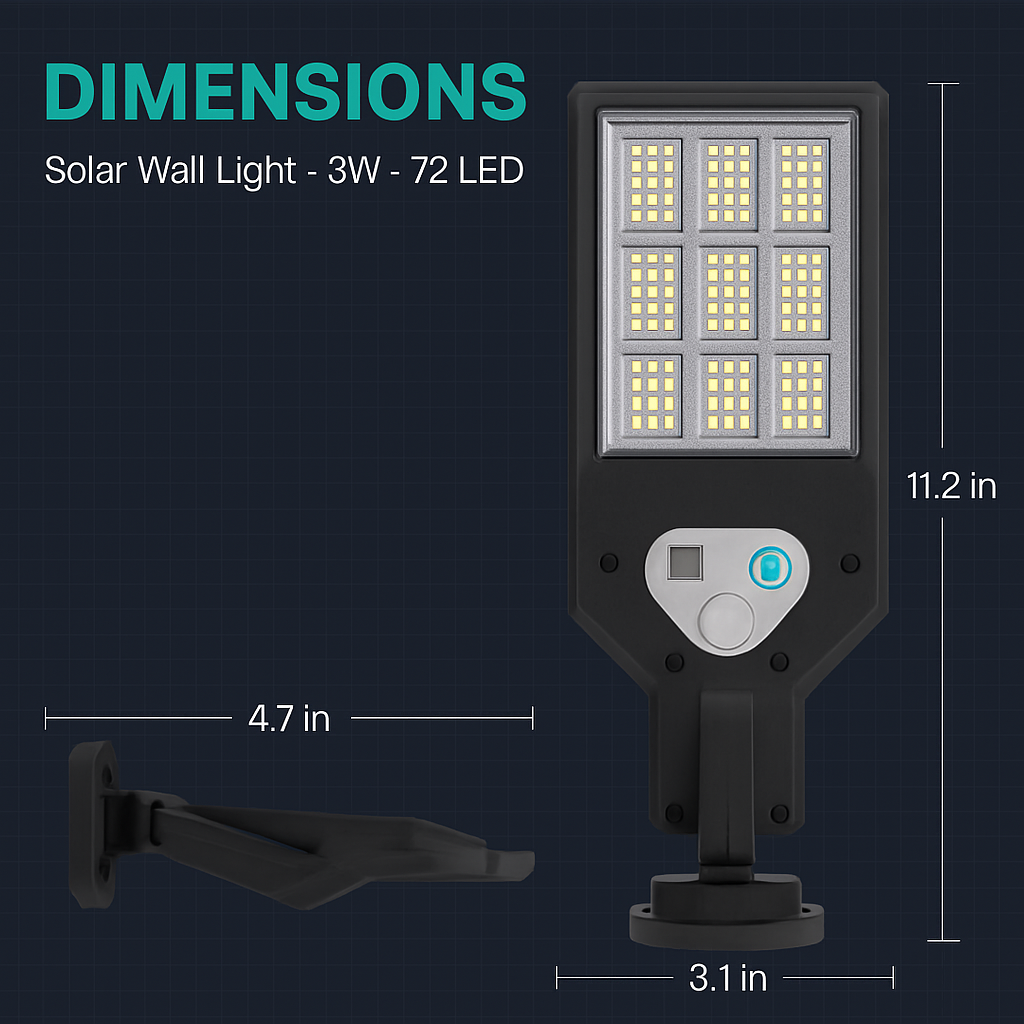 Outdoor Solar Wall Light with PIR Motion Sensor
