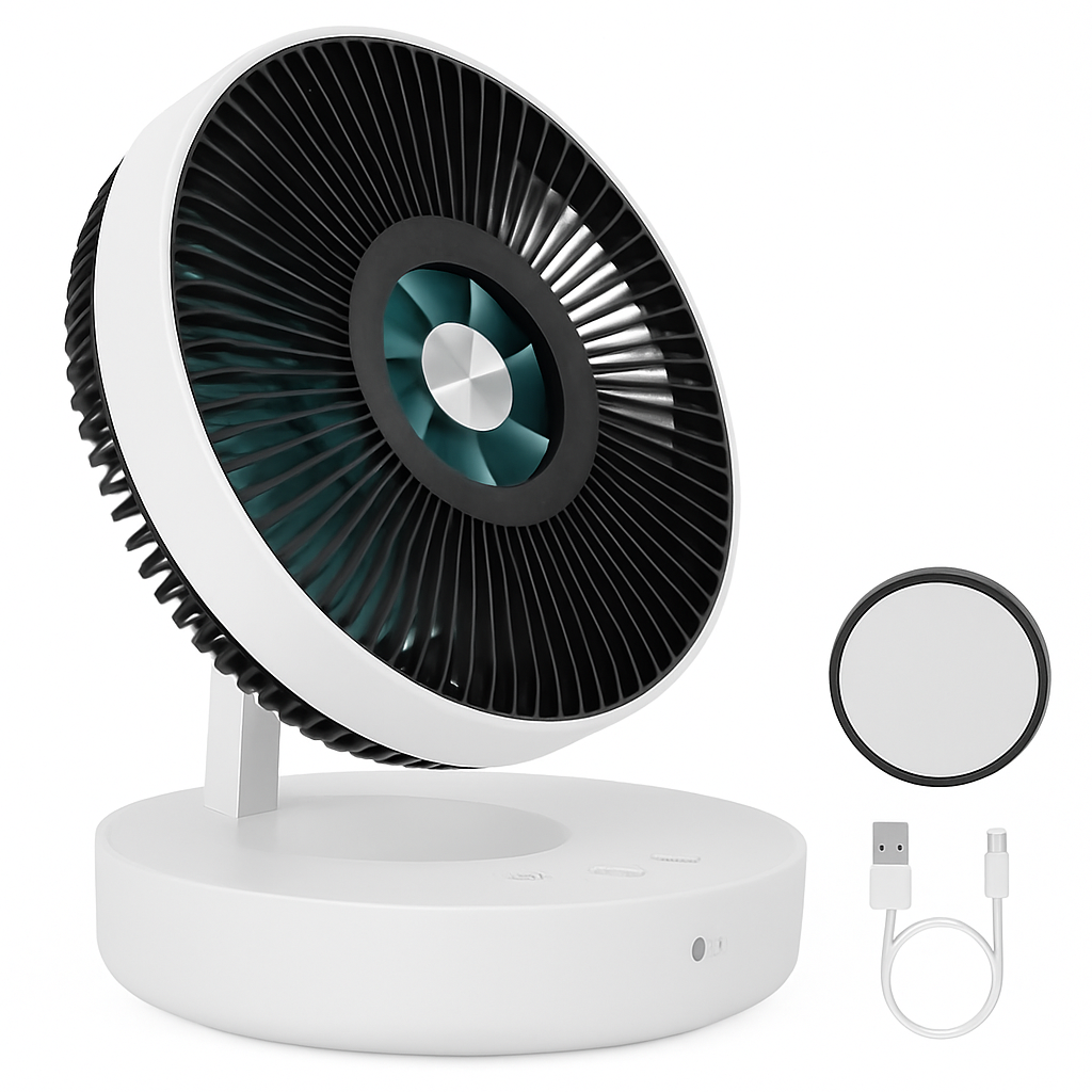 Foldable Rechargeable LED Desk Fan with Remote Oscillation