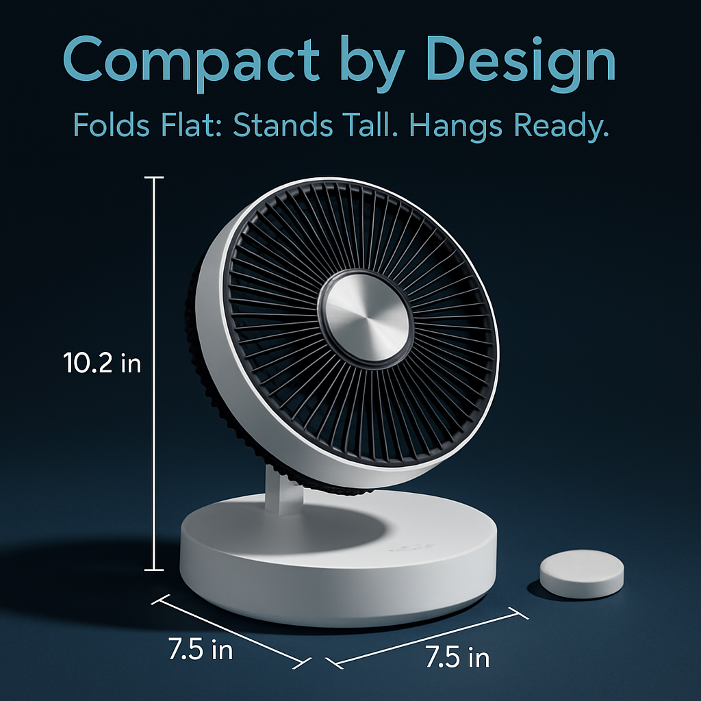 Foldable Rechargeable LED Desk Fan with Remote Oscillation