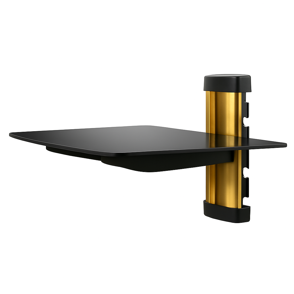 Floating Wall Mounted Strengthened Tempered Glass Shelf for DVD Cable Boxes