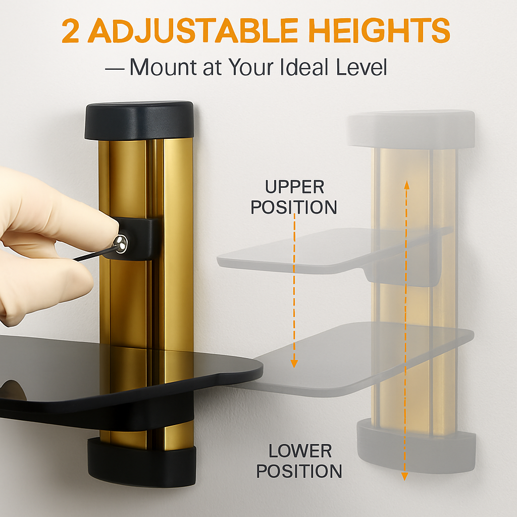 Floating Wall Mounted Strengthened Tempered Glass Shelf for DVD Cable Boxes