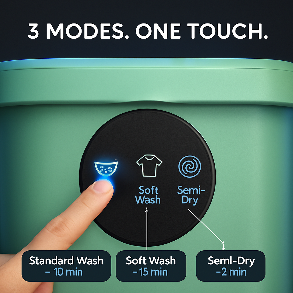 Foldable Portable Washing Machine with Drain Basket, 3 Modes