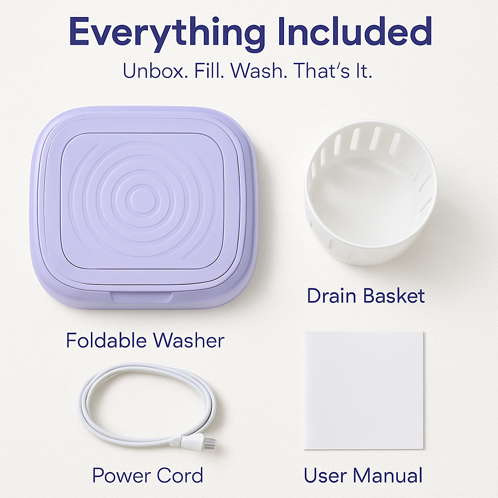 Foldable Portable Washing Machine with Drain Basket, 3 Modes