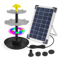 3-Tier Solar Bird Bath Fountain Solar Powered Water Pump Waterfall Feature with Colorful Light 3 Nozzles 6W Solar Panel for Bird Bath Patio Yard Pond