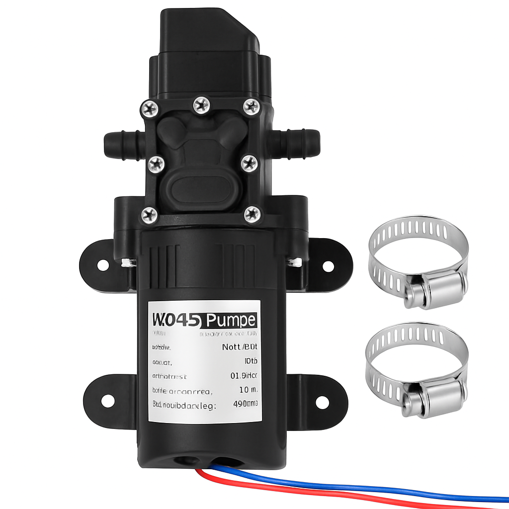 12V Diaphragm Water Pump with Hose Clamps
