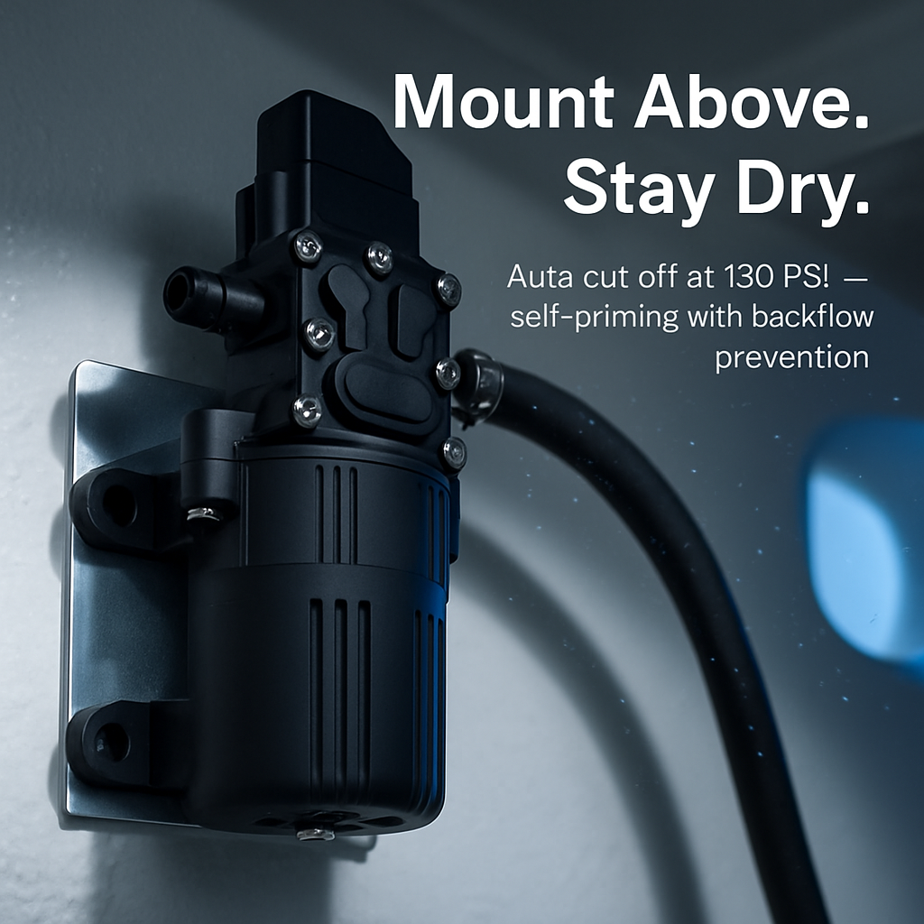 12V Diaphragm Water Pump with Hose Clamps