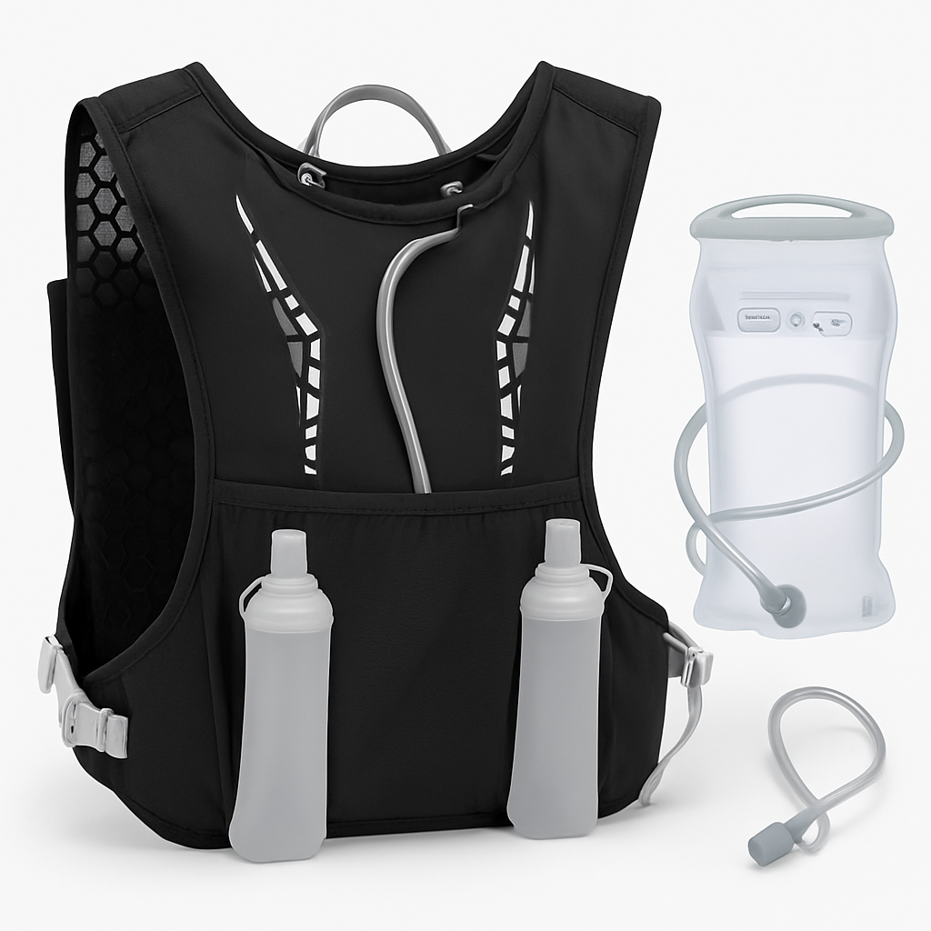 Sport Hydration Vest Running Backpack with 15oz 50oz Water Bladder Adjustable Strap Storage Bag for Trail Running Marathon Race Hiking
