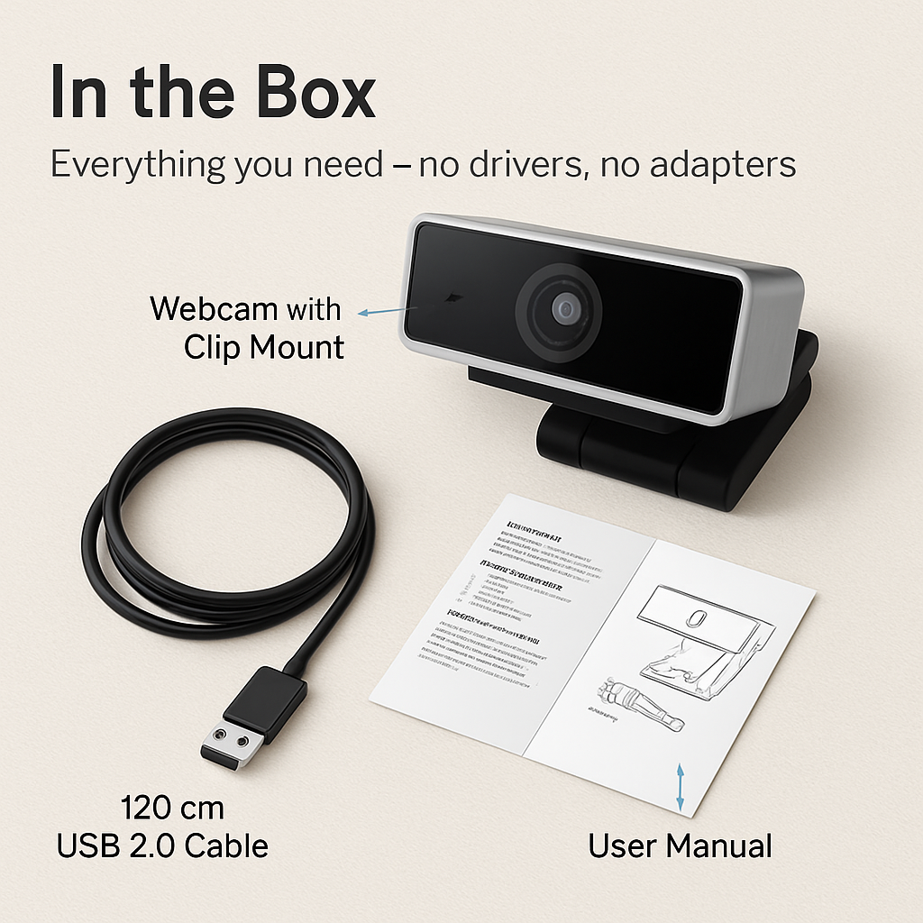 HD Webcam with Autofocus and Built-in Microphone