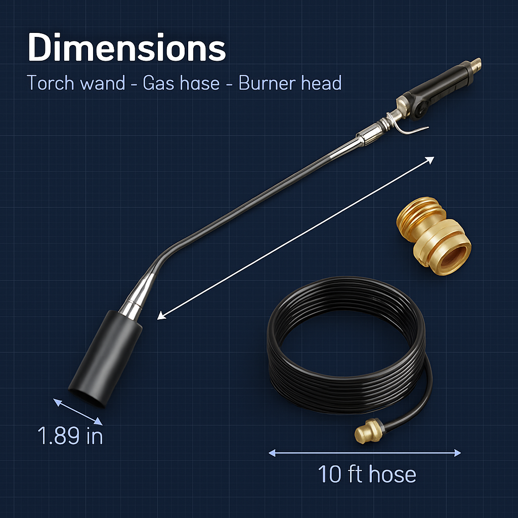 180,000 BTU Propane Weed Torch Heavy Duty Weed Burner Flame Weeder with 10FT Hose Piezo Ignition Adjustable Flame Control for Weeds Ice Snow Asphalt F