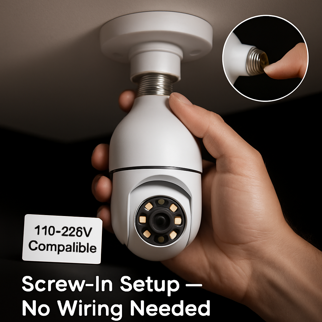 WiFi Bulb Camera with Pan Tilt and Two-Way Audio