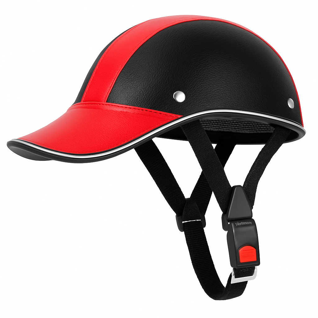 Bicycle Helmet with Sunshade and Adjustable Fit - Red