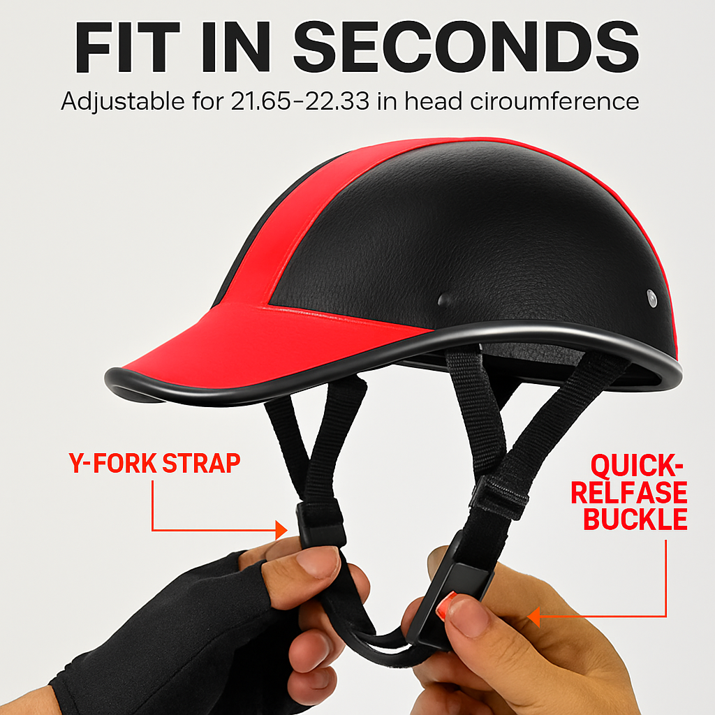 Bicycle Helmet with Sunshade and Adjustable Fit - Red