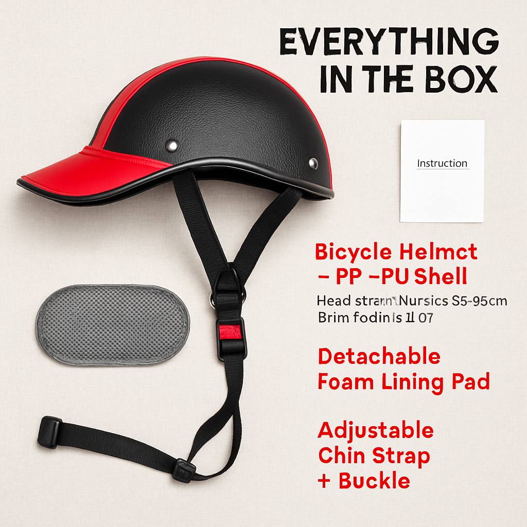 Bicycle Helmet with Sunshade and Adjustable Fit - Red