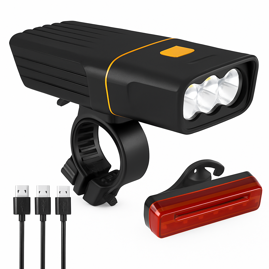 Bike Light Set: USB Rechargeable Front & Rear LEDs