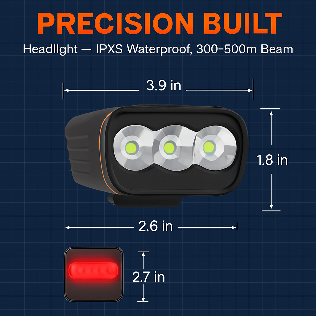 Bike Light Set: USB Rechargeable Front & Rear LEDs
