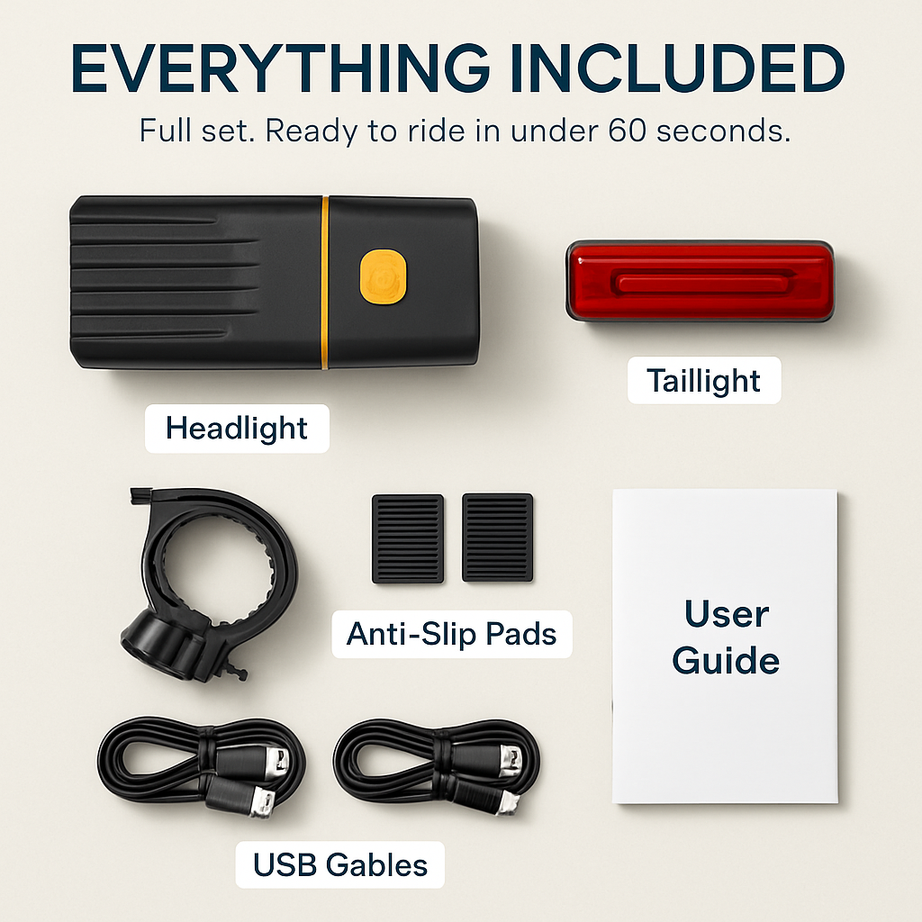 Bike Light Set: USB Rechargeable Front & Rear LEDs