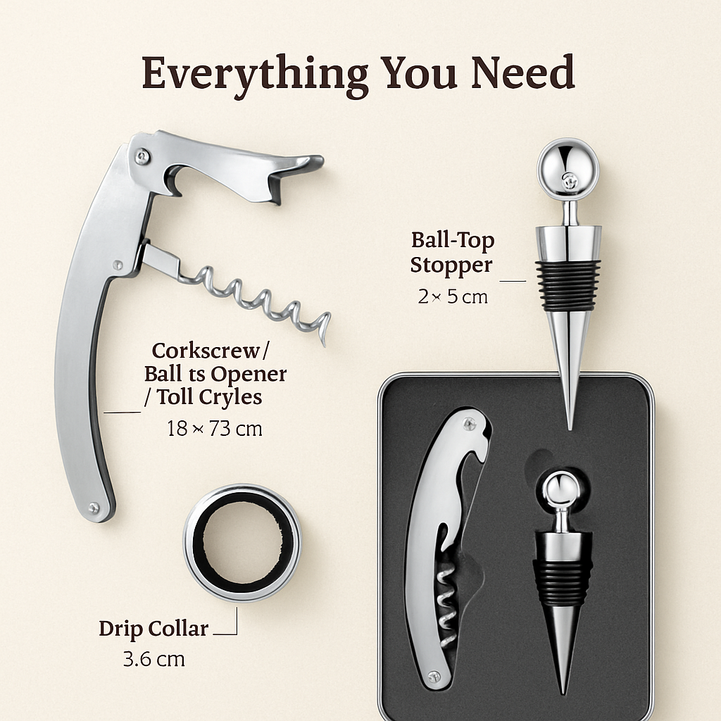 Corkscrew Bottle Opener Set with Foil Cutter