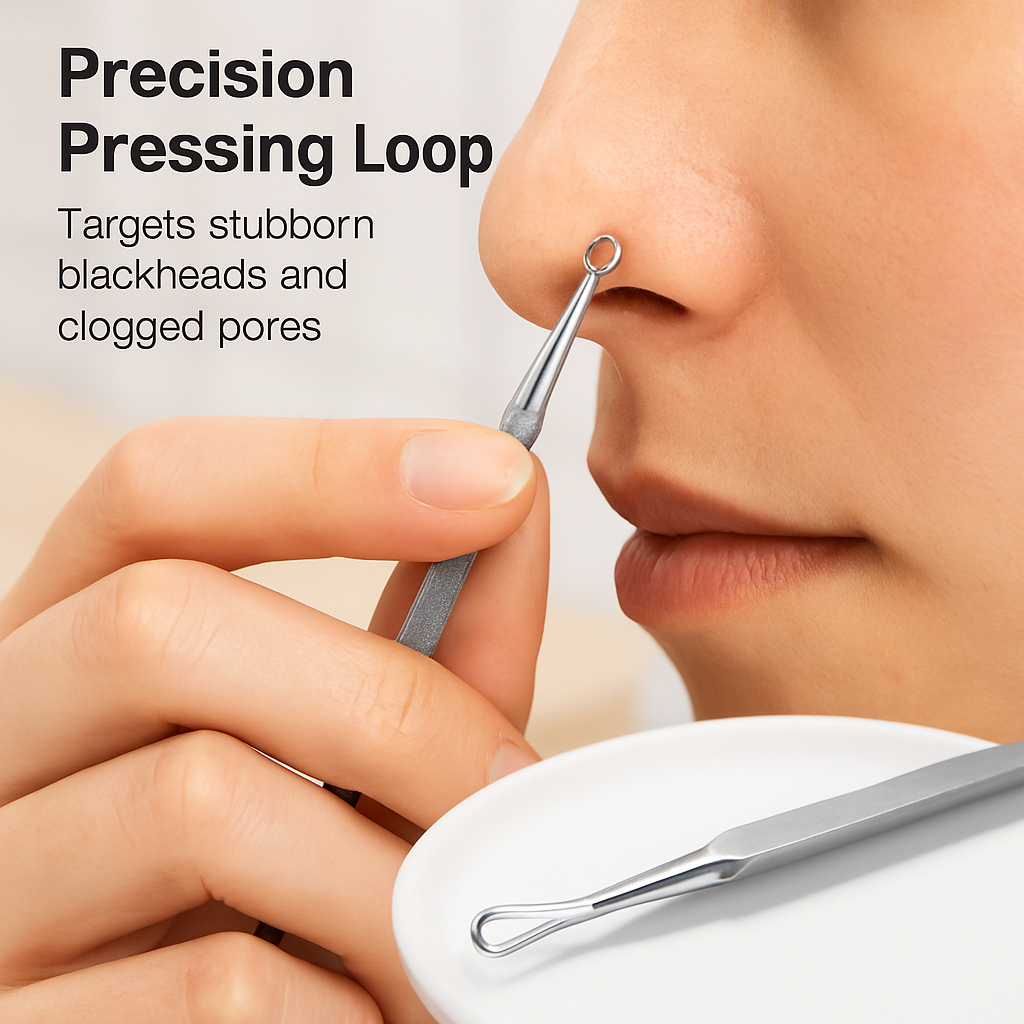 5 Pcs Blackhead Remover Kit Pimple Comedone Extractor Tool Set Stainless Steel Facial Acne Blemish Whitehead Popping Zit Removing for Nose Face Skin C