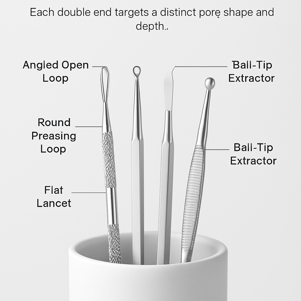 5 Pcs Blackhead Remover Kit Pimple Comedone Extractor Tool Set Stainless Steel Facial Acne Blemish Whitehead Popping Zit Removing for Nose Face Skin C
