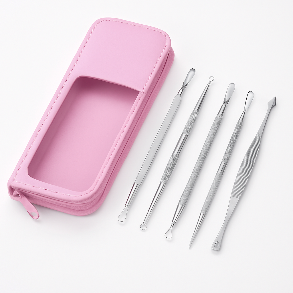 5 Pcs Blackhead Remover Kit Pimple Comedone Extractor Tool Set Stainless Steel Facial Acne Blemish Whitehead Popping Zit Removing for Nose Face Skin C