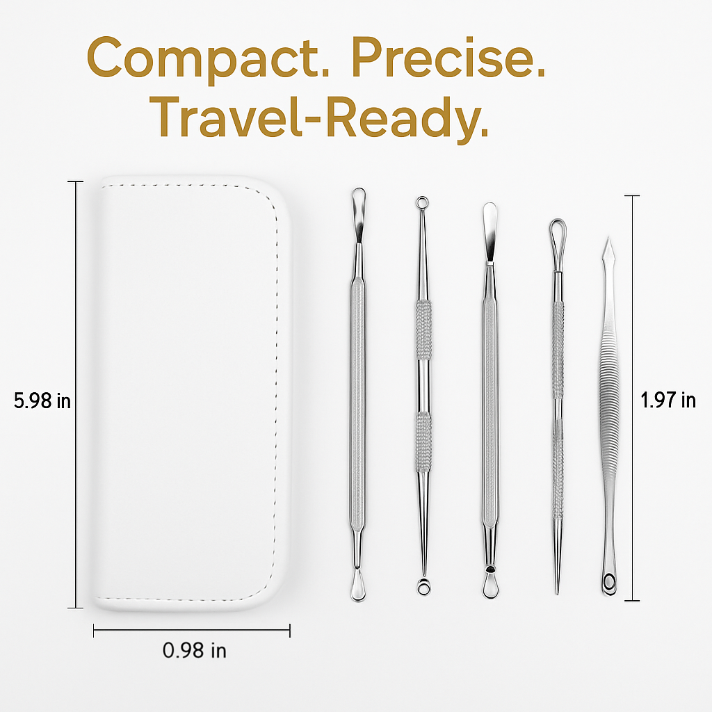 5 Pcs Blackhead Remover Kit Pimple Comedone Extractor Tool Set Stainless Steel Facial Acne Blemish Whitehead Popping Zit Removing for Nose Face Skin C