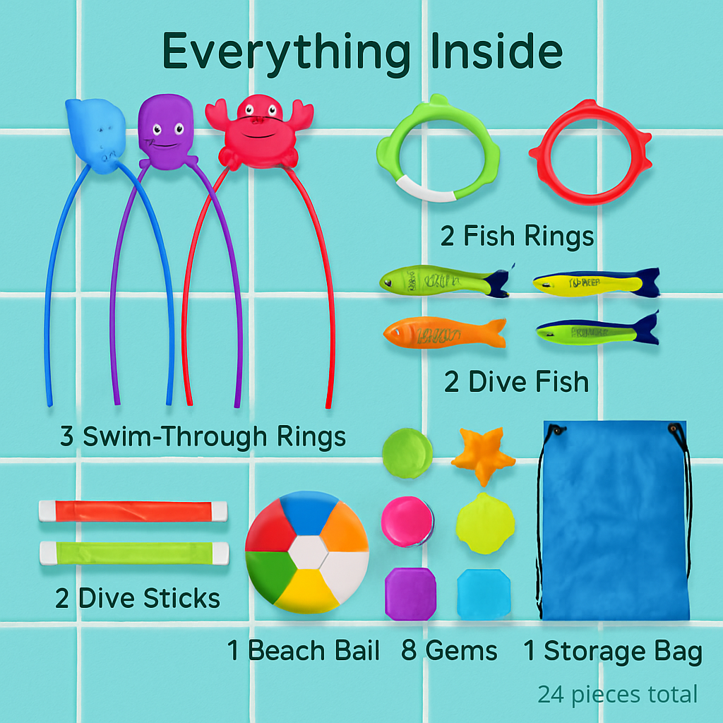 Diving Pool Toys Set for Kids 3+ - Fun Water Toy Kit