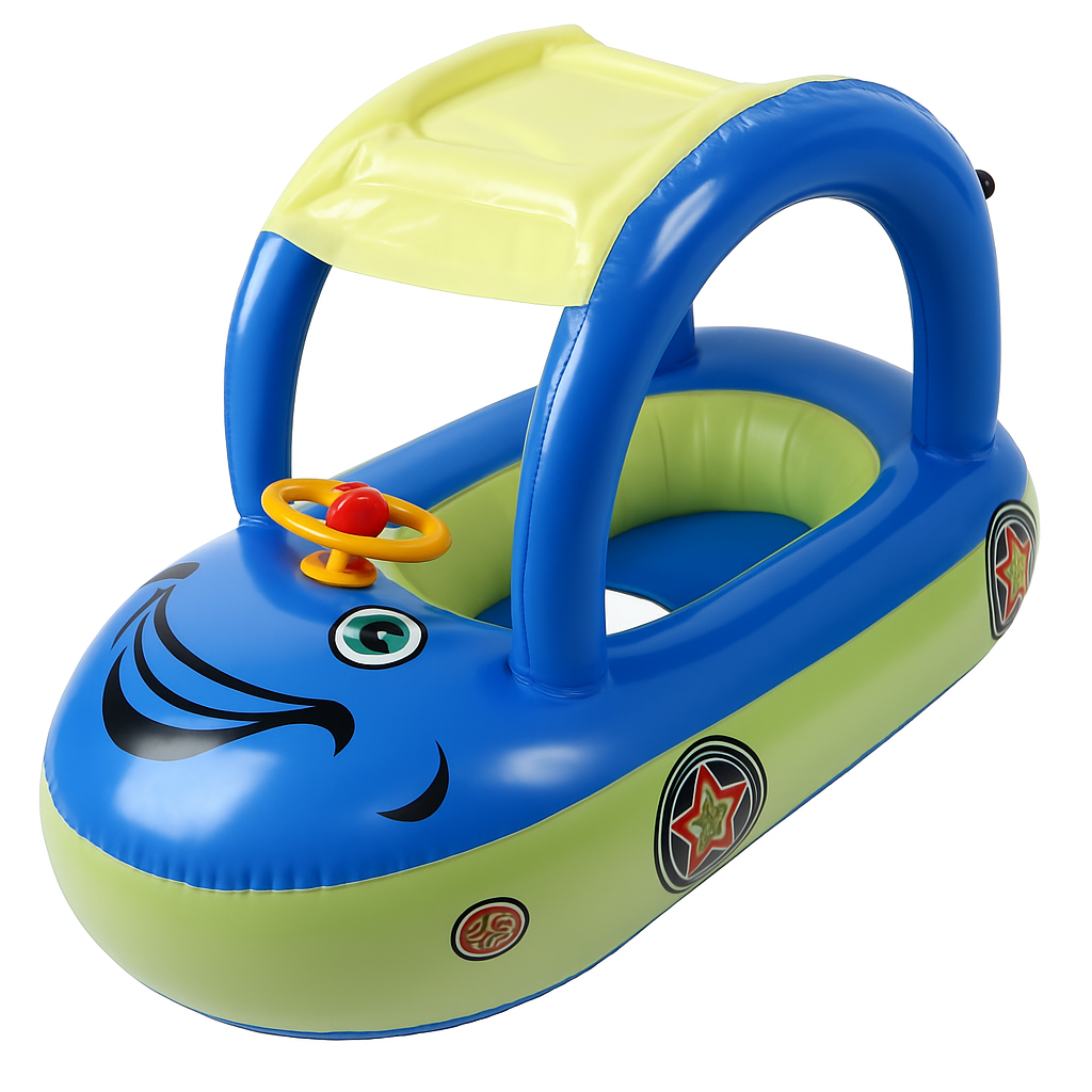 Car Shaped Baby Pool Float with Sun Canopy - 1-3 Year Old