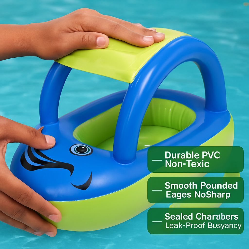 Car Shaped Baby Pool Float with Sun Canopy - 1-3 Year Old